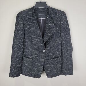Layfayette 148 New York Black And White One Collar Blazer Sz 2 Womens